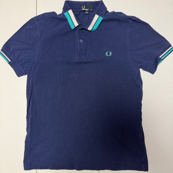 Fred Perry Polo Shirt with Teal and White Accents - Picture 1 of 9